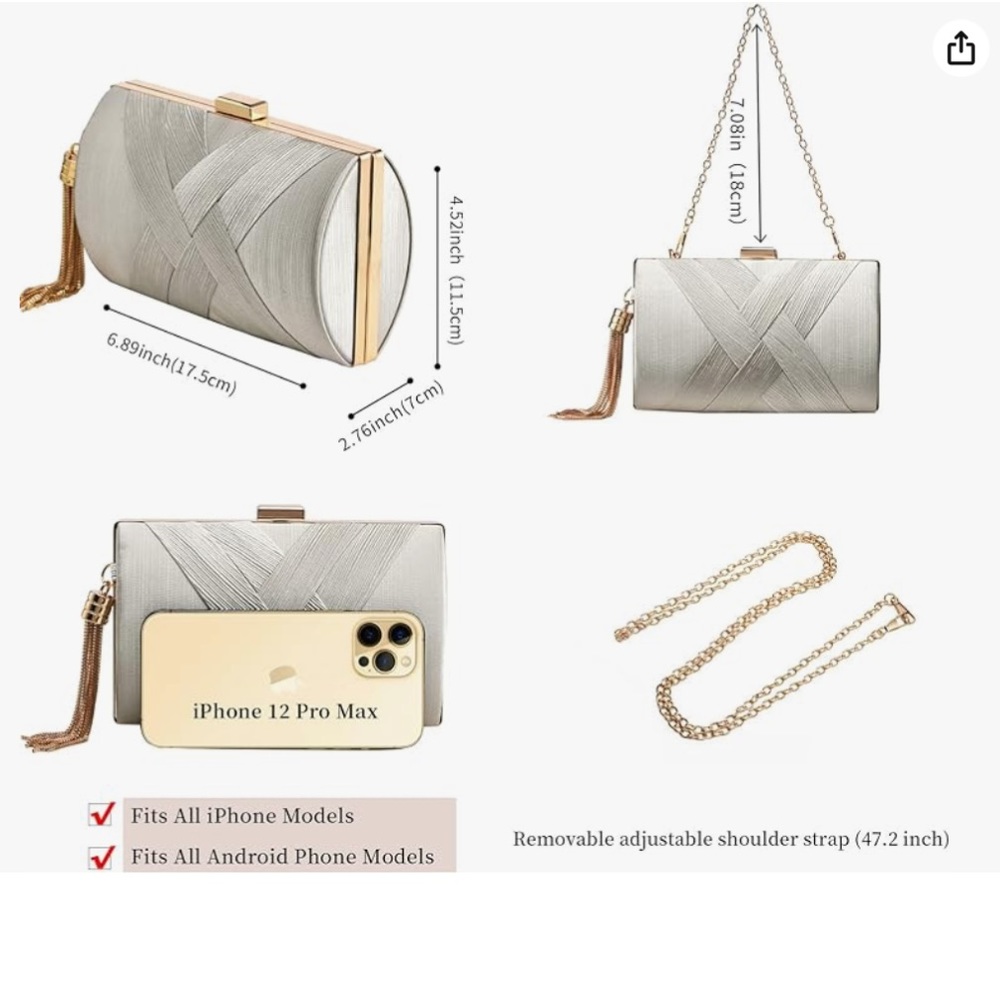 CLUTCH TASES CROSSBODY WEDDING PURSES EVENING - Picture 3 of 10